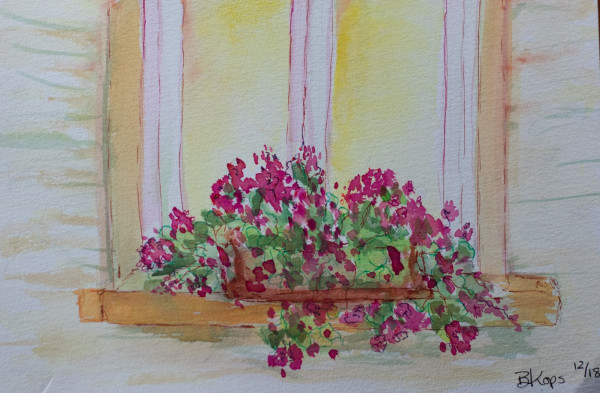 Tissot Blooms watercolor by Barbara Kops