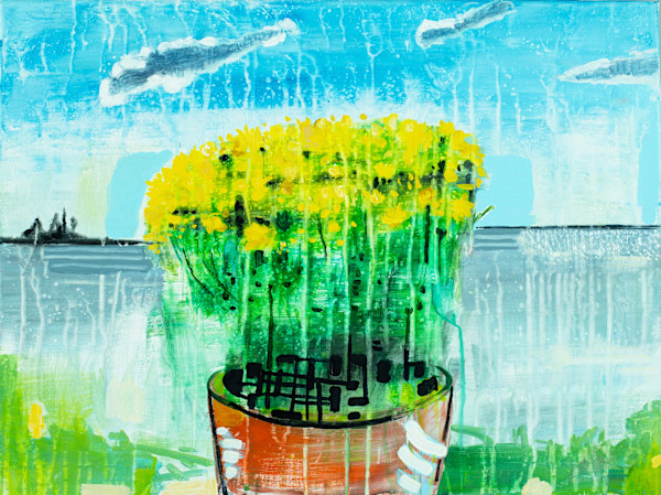 Small Marigolds, Big Lake by Brian Frink