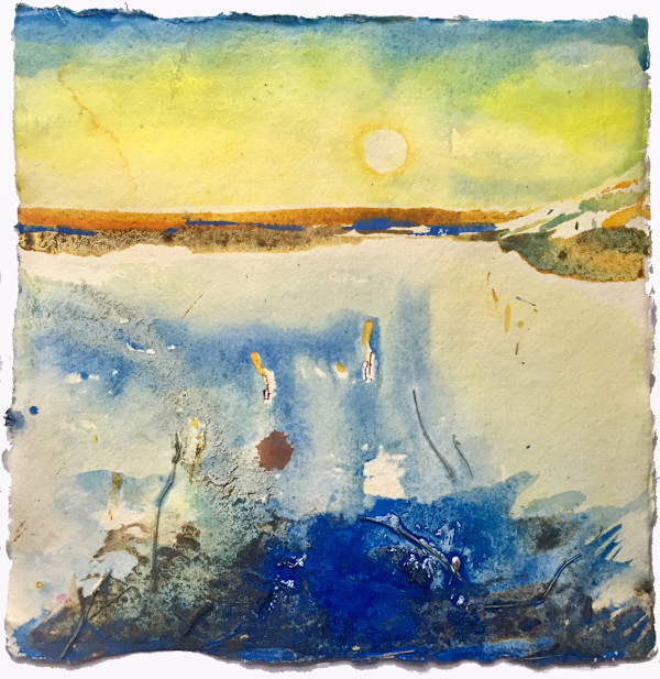 Fleet Moon Set. Chesil, Dorset. by Frances Hatch, Image 1.