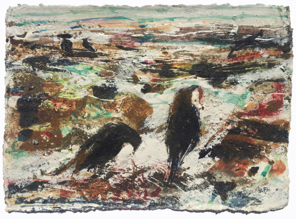Crows Foraging at Low Tide by Frances Hatch