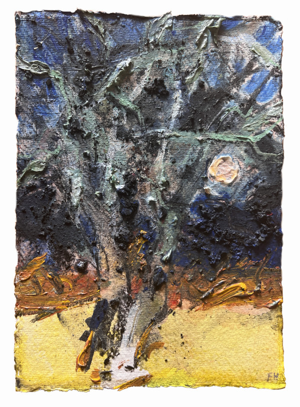 LICHEN MOON IN THE  OLD HAWTHORN TREE by Frances Hatch