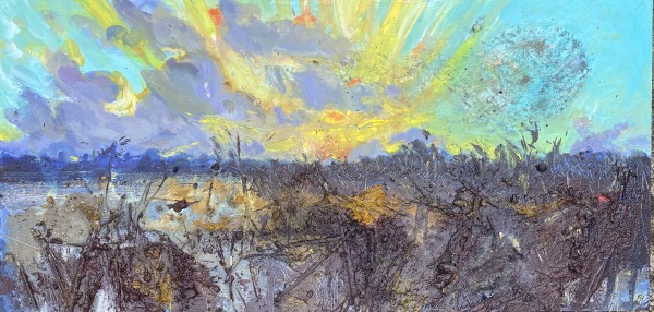 CREPUSCULAR RAYS with MURMURATIONS.  Radipole Lake, Weymouth, Dorset.