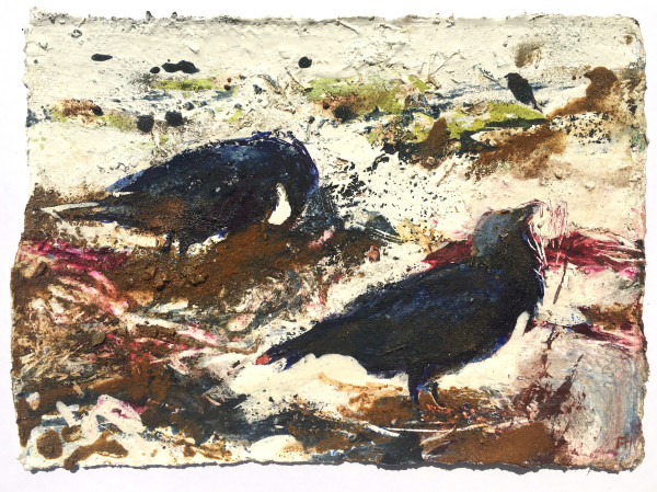 Ravens Foraging Amongst The Weed by Frances Hatch