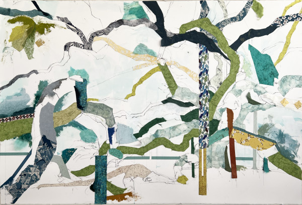 32° 43’ 01.5” N 80° 04’ 49.25” W Angel Oak IV  Mixed media on paper 40.25 inches x 59.75 inches by Jill Lear