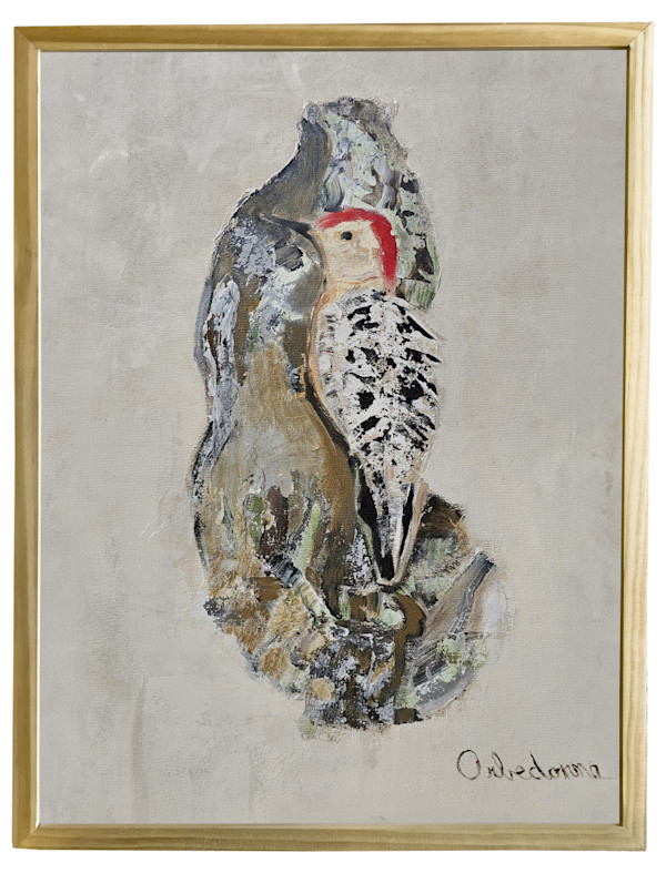 Woodpecker On Bark by Orbedonna
