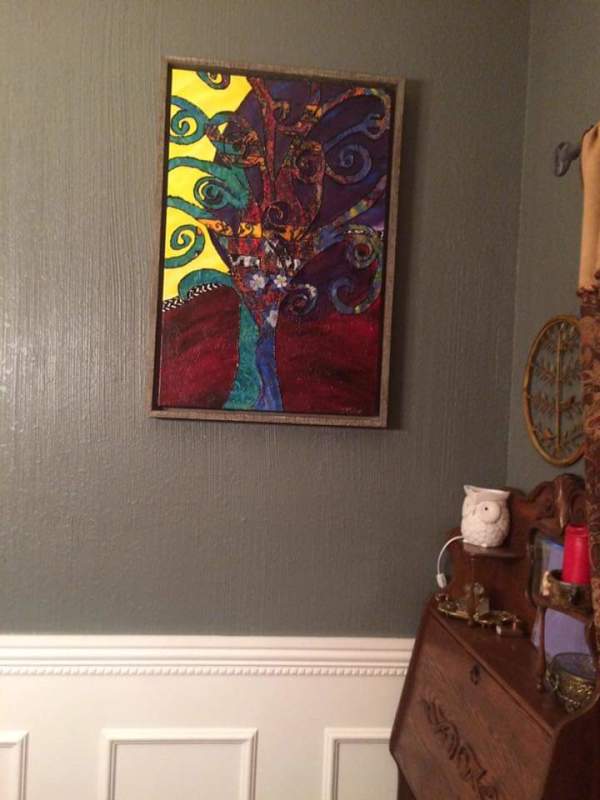 Abstract tree with driftwood frame by Heather Medrano