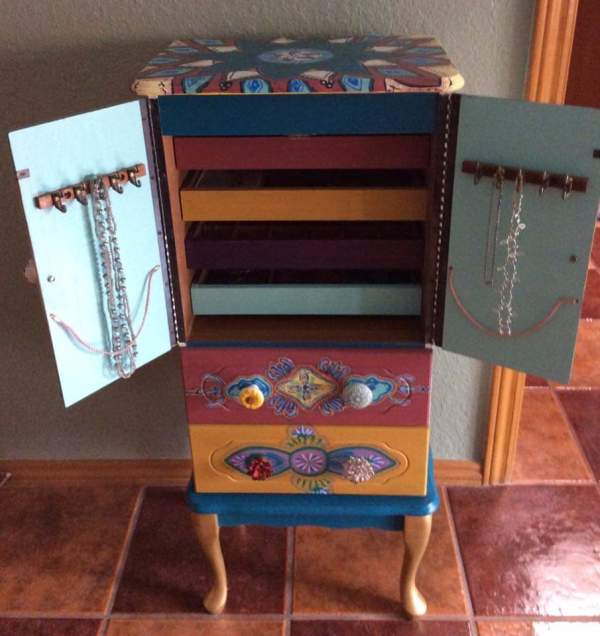 Painted jewelry dressor by Heather Medrano