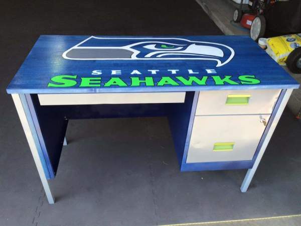 Rebuilt Re-purposed Seahawks Boys Desk by Heather Medrano