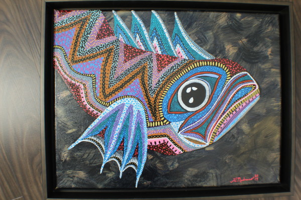 Northwestern Fish with copper colored frame. by Heather Medrano