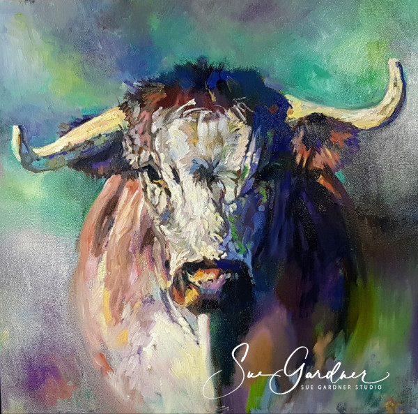 English Longhorn Cow (Commissioned Piece) by Sue Gardner