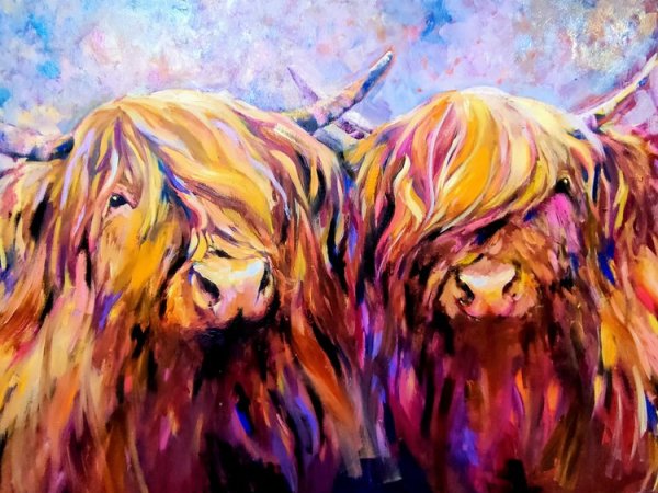'Fiddich and Spey' Highland Cows by Sue Gardner