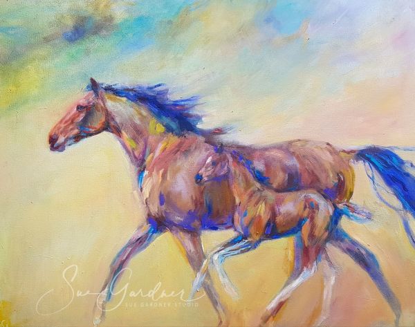Mare and Foal(Commissioned Piece) by Sue Gardner 