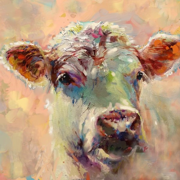 Peachy Queen  - White Cow Canvas by Sue Gardner