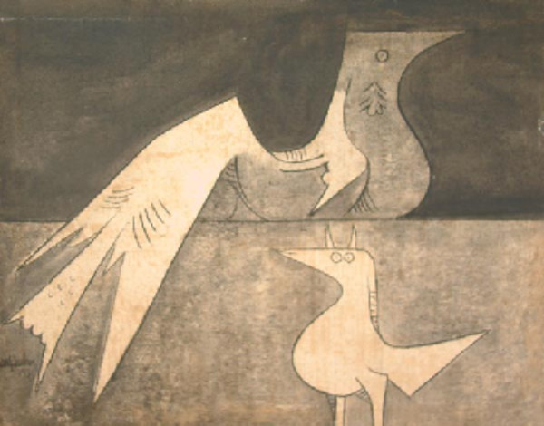 THE COCK AND THE HEN by WIFREDO  LAM
