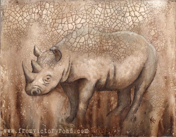Rhino at the Mudhole by Kayann Ausherman