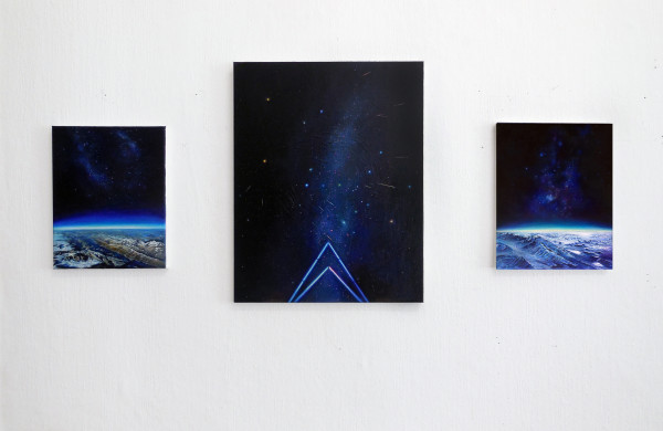 Triptych (Neon Earth, Transmission, Deep Blue Dive) by Anne Wölk