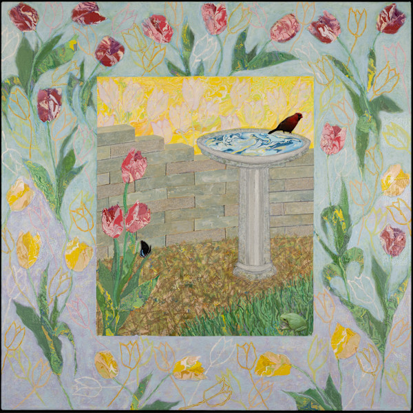 Abstract realism, bird bath - spring by George Lutz