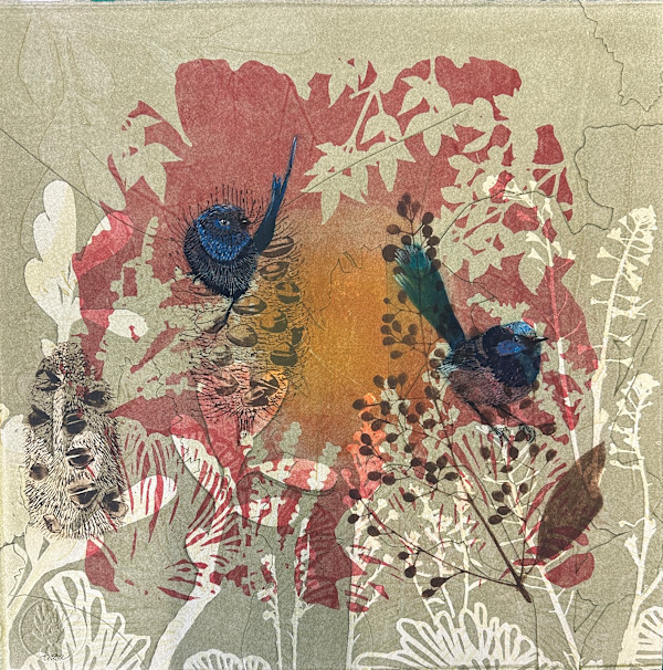 Beautiful Birds visiting my Garden (unframed) by Trudy Rice