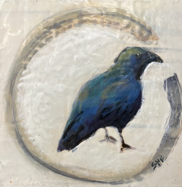 Crow on Dinner Plate by Shelley Helms Fleishman