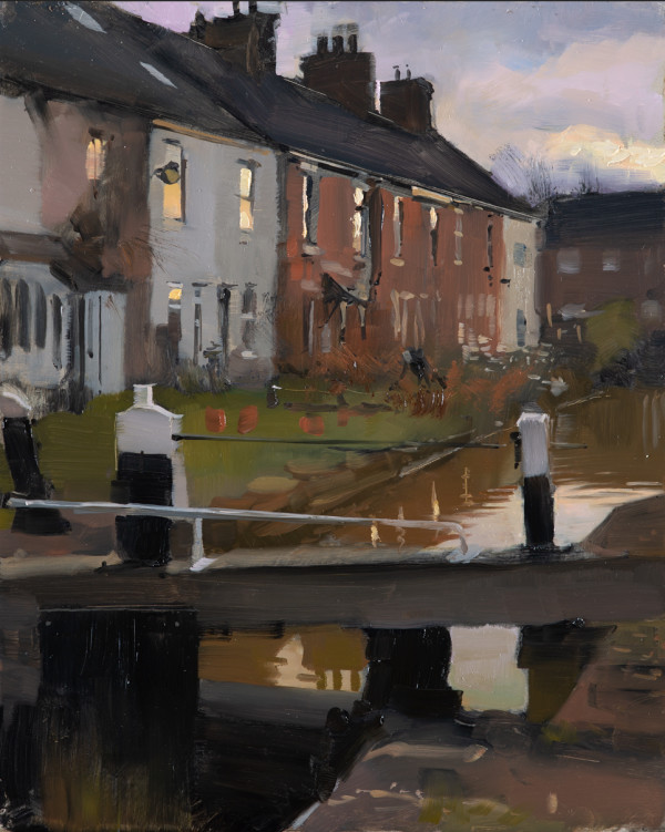 Canal Cottages in Winter Light by Rob Pointon