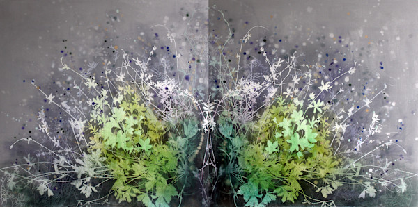 A Soft Rain Falling 36x72 inches diptych, Image 2.