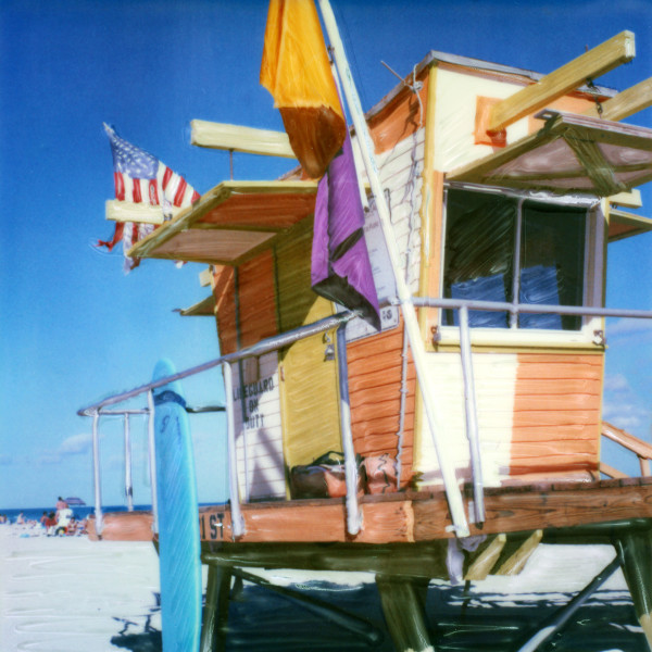Orange Trailer Lifeguard Stand by Rene Griffith