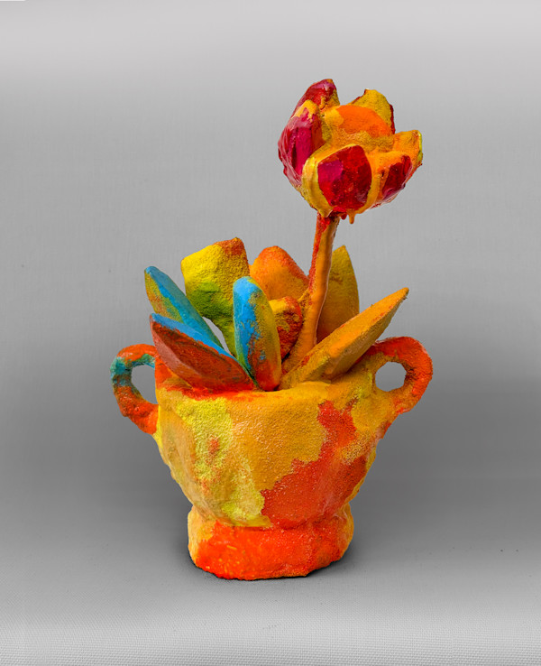 Orange, Yellow and Blue Teacup Arrangement by Carson Fox
