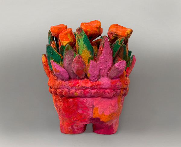 Orange and Pink Potted Nosegay by Carson Fox