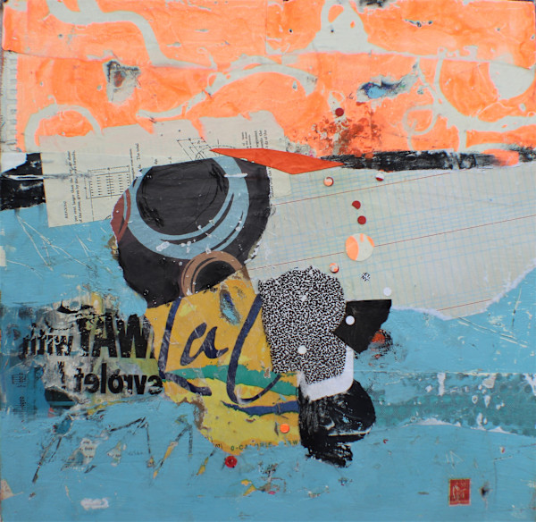 Blue Buoy - Acrylic/Collage on wood panel. by Cory Goulet Artist