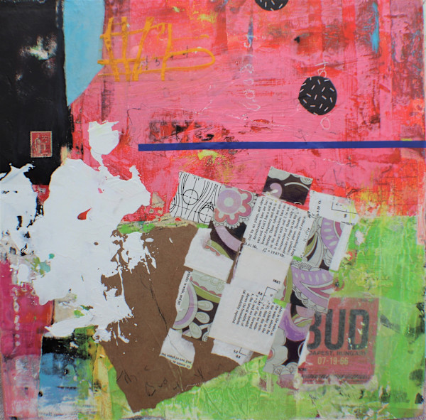 This buds for you - Acrylic/Collage on wood panel. by Cory Goulet Artist