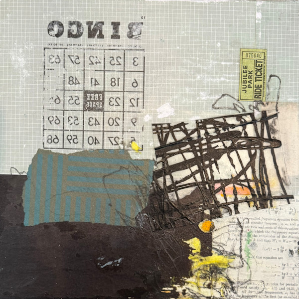 Bingo, collage on eco-board by Cory Goulet Artist