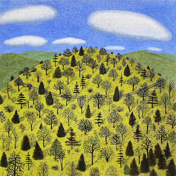HILLS  WITH  TREES  &  FENCE by JANE TROUP