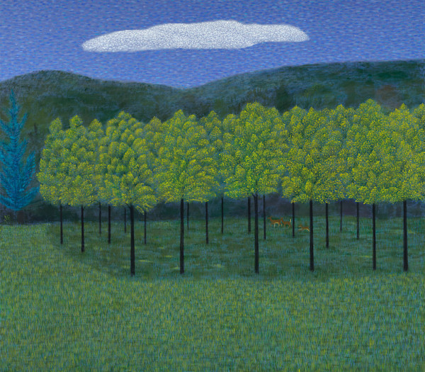 WALNUT FIELD with DEER by JANE TROUP