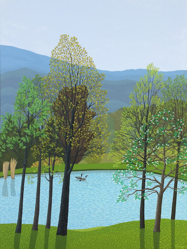 LANDSCAPE WITH POND and GEESE by JANE TROUP