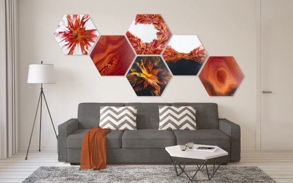 Commissions Available - SOLD - Sample of Custom Canvas Grouping - Hexagon by Lorrie Fowler