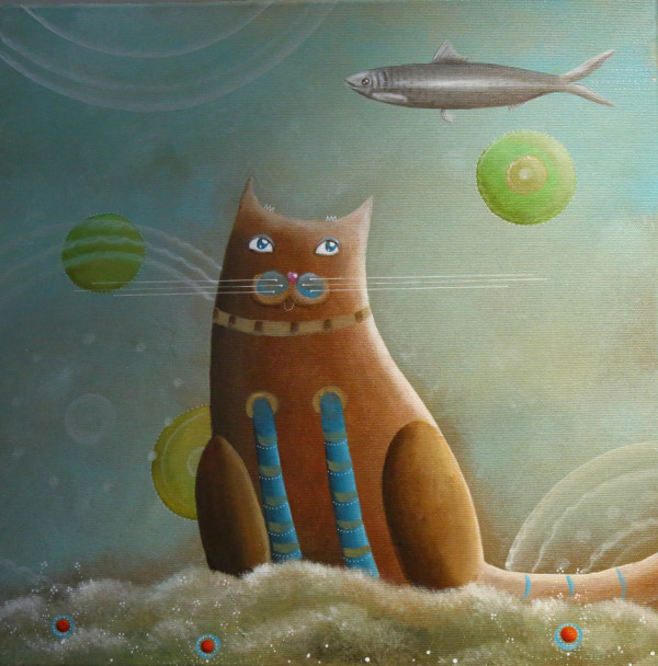 Cat and fish by Mojca Fo