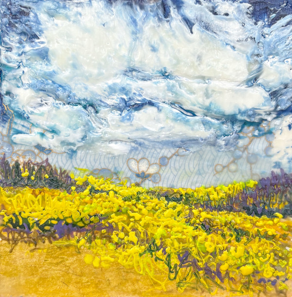 Canola With Blue Pattern Sky by Diane Larouche Ellard