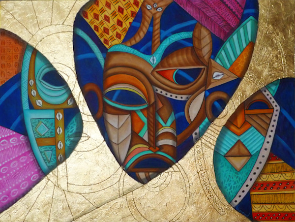 Maruvian Golden Yoruba Trio by Marcella Hayes Muhammad, Image 1.