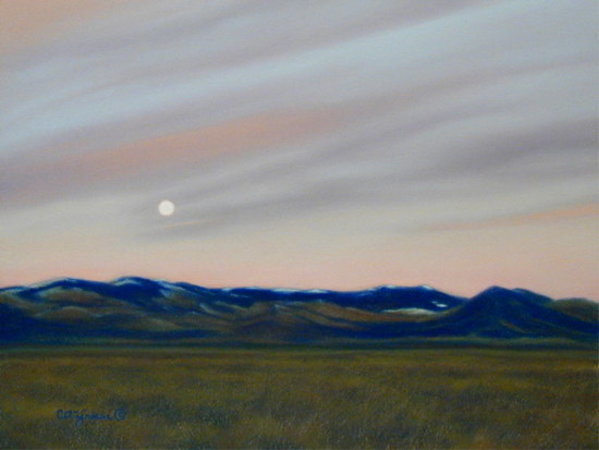 Morning Moon over the Elk Horns by Carol Zirkle