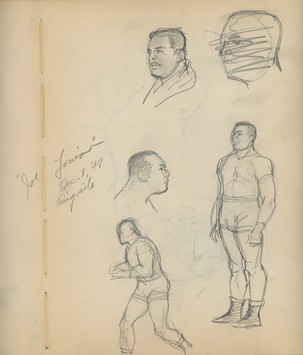 "Joe Louis, Dec. 8, 1948, Ringside"  -Joe Louis Autographed Sketch by Bill Suttles, Image 1.