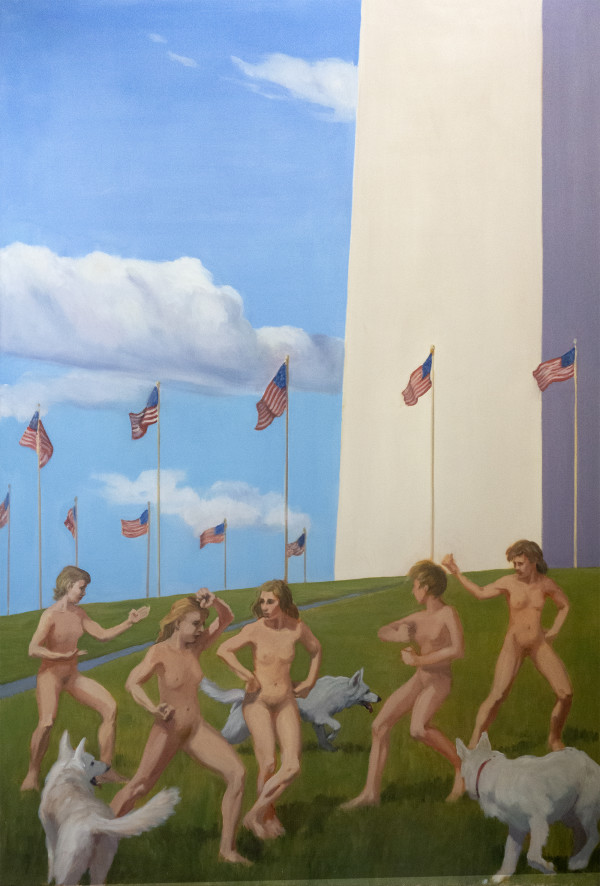 Women and Dogs at the Washington Monument by Pat Ralph