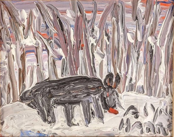 Winter Landscape with Dog by Alyne Harris