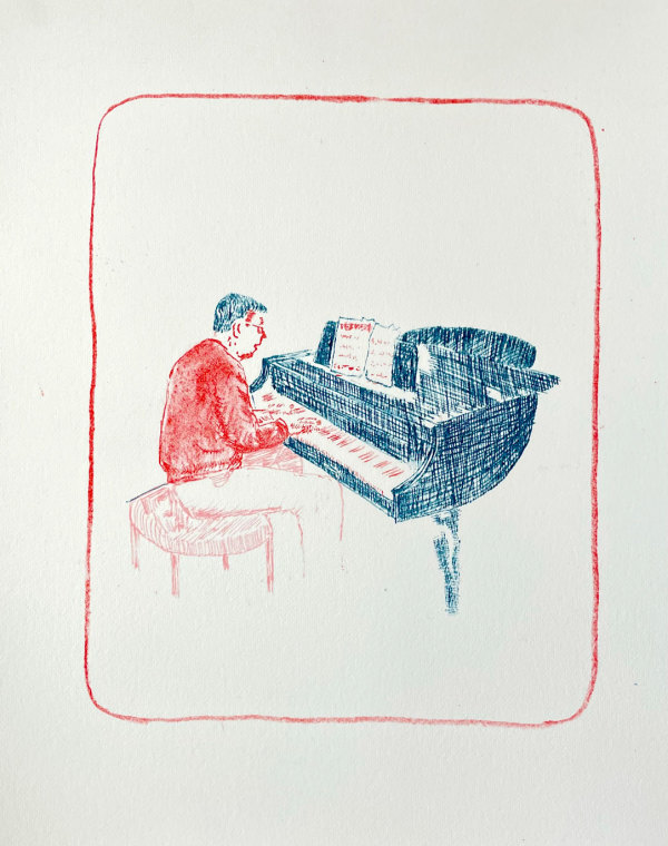 Dad At the Piano 4/4 by Emily W Hawkins