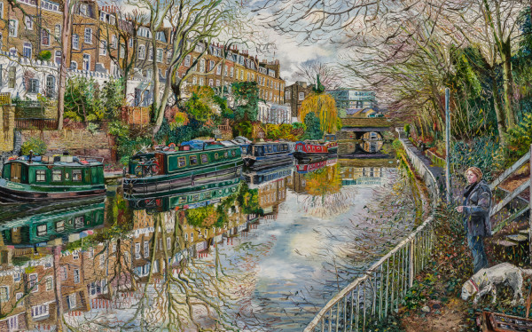 Regents Canal at Islington, the Artist, Her Dog and a Box of Paint by Melissa Scott-Miller