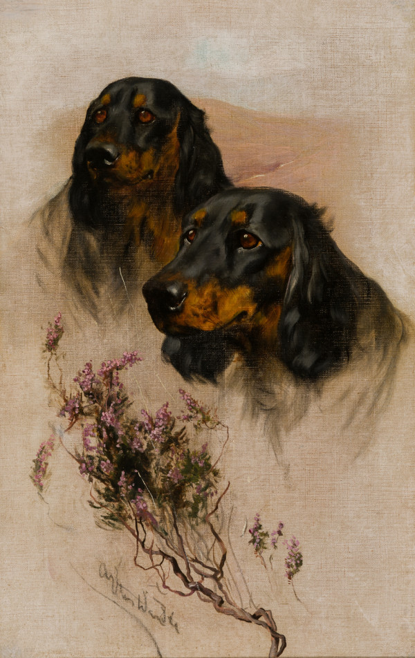 Spaniels with Cherry Blossoms by Arthur Wardle