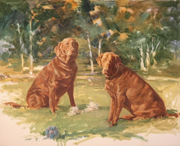 Chocolate Labs by Larry Wheeler