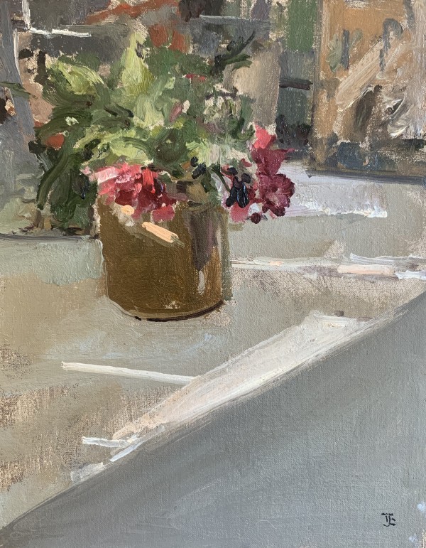 Flowers, Copper Pot and Light by Thomas J. Coates