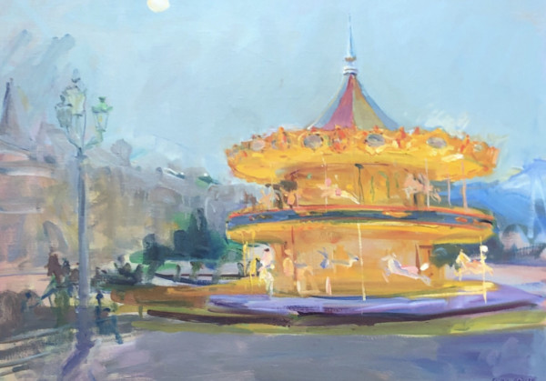 Carousel and Moon by Valeriy Gridnev