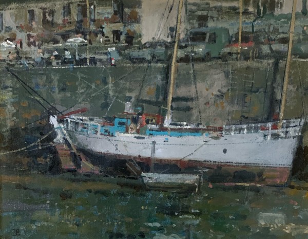 Docked Boat at Cornwall by Thomas J. Coates