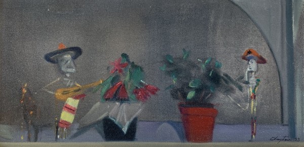 Christmas Cactus with Day of the Dead Figures by George Claxton